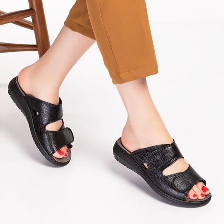 218 SİYAH TABANI ÇIKABİLİR MİMOZA HAKİKİ DERİ  ORTOPEDİK TERLİK