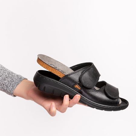 218 SİYAH TABANI ÇIKABİLİR MİMOZA HAKİKİ DERİ  ORTOPEDİK TERLİK