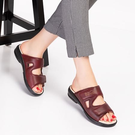 019 BORDO TABANI ÇIKABİLEN HAKİKİ DERİ DİABETİK ve ORTOPEDİK  TERLİK