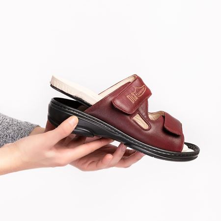 019 BORDO TABANI ÇIKABİLEN HAKİKİ DERİ DİABETİK ve ORTOPEDİK  TERLİK