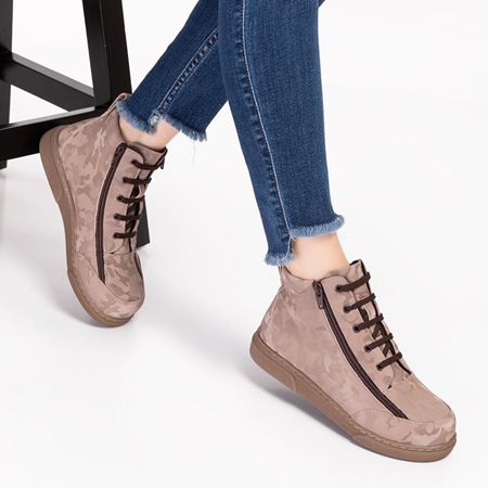 Frency Taupe Kamuflaj Hakiki Deri Çift Fermuarlı 