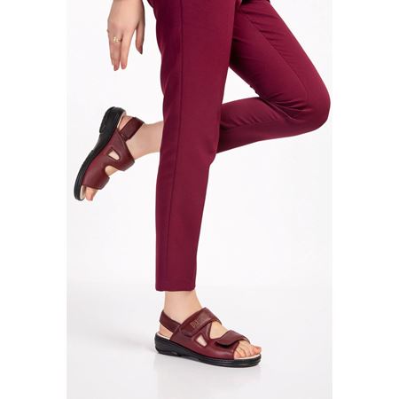 020 BORDO TABANI ÇIKABİLEN HAKİKİ DERİ DİABETİK  ve ORTOPEDİK SANDALET