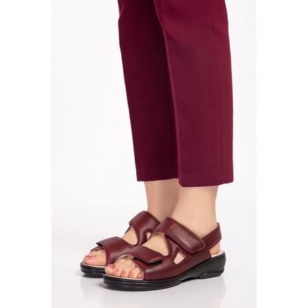 020 BORDO TABANI ÇIKABİLEN HAKİKİ DERİ DİABETİK  ve ORTOPEDİK SANDALET