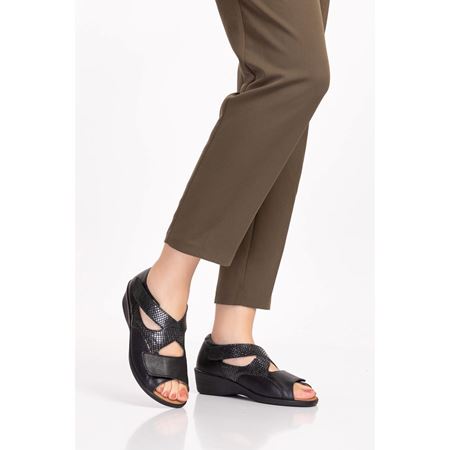 6928 SİYAH CMB HAKİKİ DERİ HALLUKS VALGUS ORTOPEDİK TABANI ÇIKABİLEN YAZLIK AYAKKABI