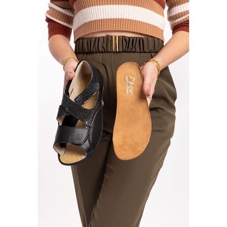 6928 SİYAH CMB HAKİKİ DERİ HALLUKS VALGUS ORTOPEDİK TABANI ÇIKABİLEN YAZLIK AYAKKABI