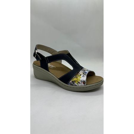 1365803 Lacivert Tabanı Çıkabilen Hakiki Deri Ortopedik Sandalet