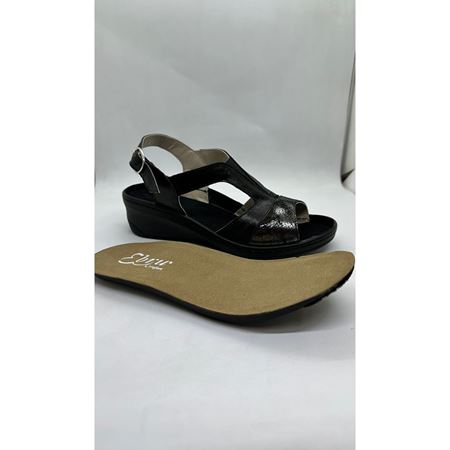 1365803 Siyah Tabanı Çıkabilen Hakiki Deri Ortopedik Sandalet