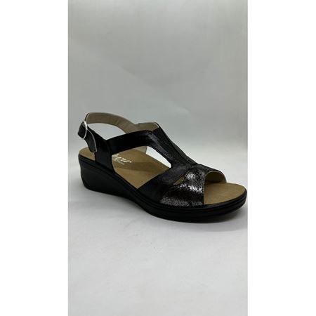 1365803 Siyah Tabanı Çıkabilen Hakiki Deri Ortopedik Sandalet