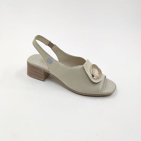 1015 Bej Hakiki Deri Sandalet