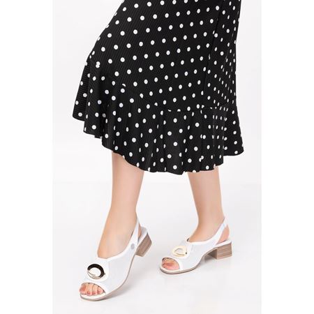 1015 Beyaz Hakiki Deri Sandalet