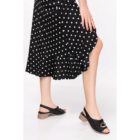 1015 Siyah Hakiki Deri Sandalet