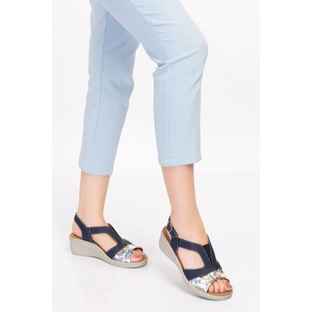 1365803 Lacivert Tabanı Çıkabilen Hakiki Deri Ortopedik Sandalet