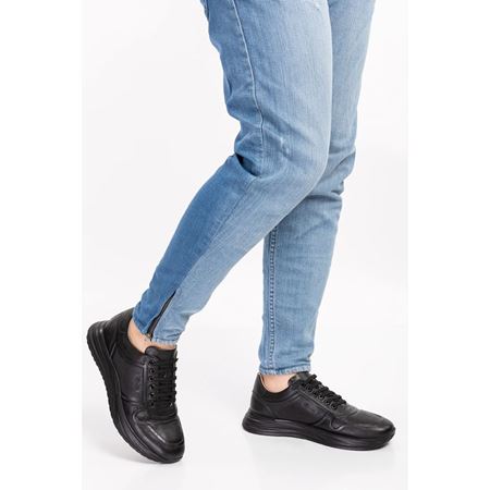 030 Siyah Taban Hakiki Deri Yumuşak Taban Ortopedik Ayakkabı