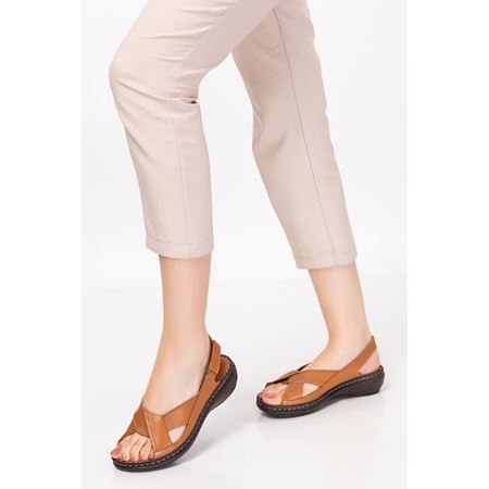 204 TABA Hakiki Deri Ortopedik Masaj Tabanlı Sandalet