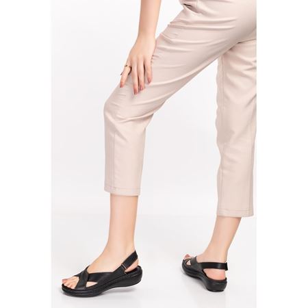 204 SİYAH Hakiki Deri Ortopedik Masaj Tabanlı Sandalet