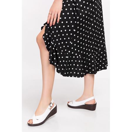 METSI WHITE  Hakiki Deri Sandalet