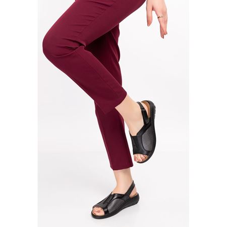 2169 SİYAH TABANI ÇIKABİLEN HAKİKİ DERİ HALLUKS VALGUS DESTEKLİ ve MANTAR TABANLI ORTOPEDİK SANDALET