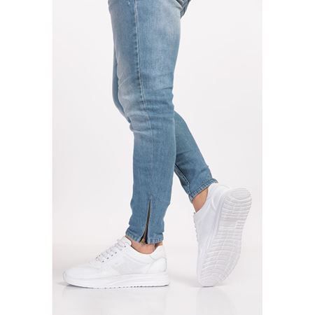 030 E Beyaz  Hakiki Deri Tam Ortopedik Diyabetik Spor Ayakkabısı