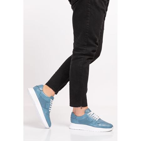 030 E Kot Mavi Hakiki Deri Tam Ortopedik Diyabetik Spor Ayakkabısı