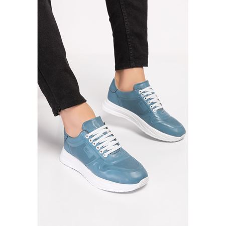 030 E Kot Mavi Hakiki Deri Tam Ortopedik Diyabetik Spor Ayakkabısı