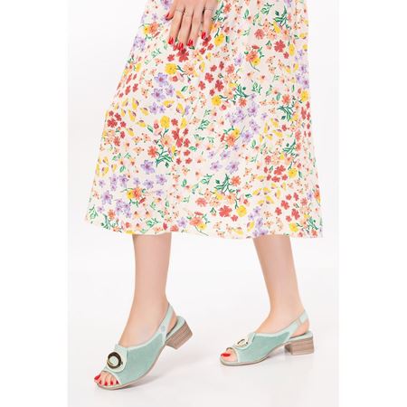 1015 Su Yeşili Hakiki Deri Sandalet