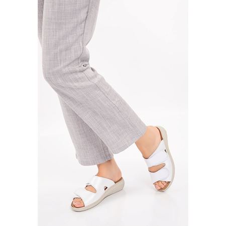 218 Beyaz Tabanı Çıkabilir Mimoza Hakiki Deri Ortopedik Terlik