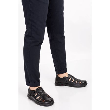 113 Siyah Diyabetik Hakiki Deri Comfort Yazlık Ayakkabı