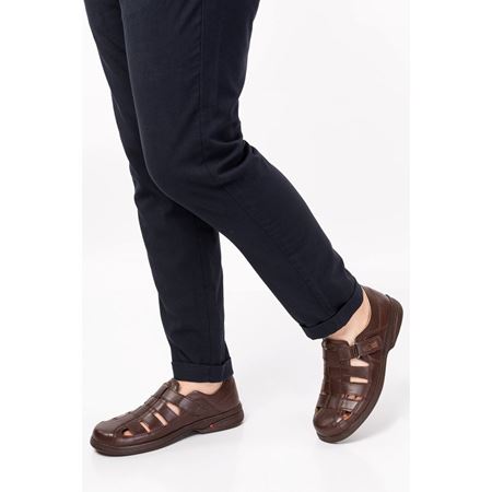 113 Kahve Diyabetik Hakiki Deri Comfort Yazlık Ayakkabı