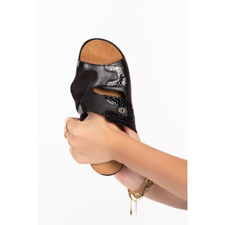 802 SİYAH Halluks Valgus Bunyon Kemik Çıkıntısına Özel  İç Tabanı Çıkan Hakiki Deri Ortopedik Terlik