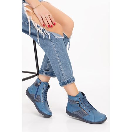 3698-12 KOT MAVİ HAKİKİ DERİ COMFORT BOT