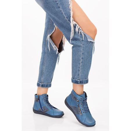 3698-12 KOT MAVİ HAKİKİ DERİ COMFORT BOT