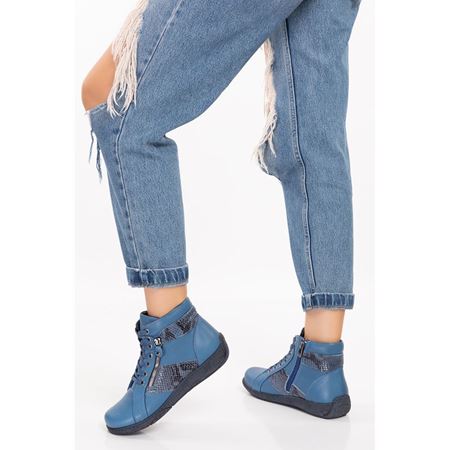 3698-12 KOT MAVİ HAKİKİ DERİ COMFORT BOT