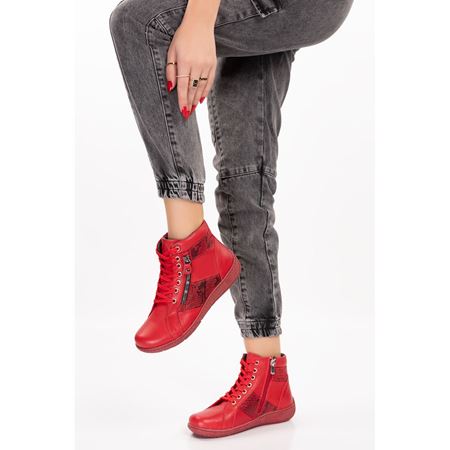 3698-12 KIRMIZI HAKİKİ DERİ COMFORT BOT