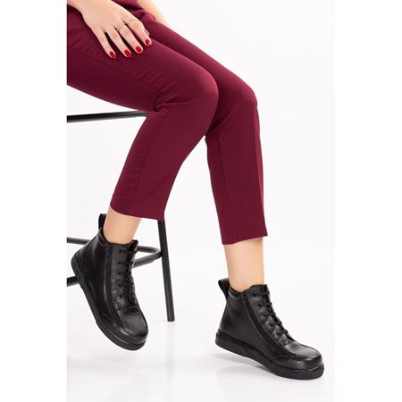 Frency Siyah Deer Hakiki Deri Çift Fermuarlı 