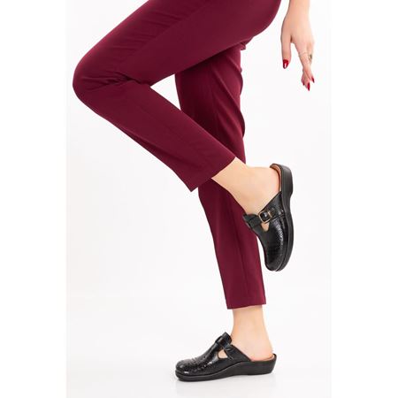 825 SİYAH Tabanı Çıkan Hakiki Deri Ortopedik Terlik