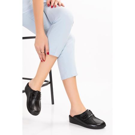 790 SİYAH Hakiki Deri Ortopedik Topuk Dikeni Özellikli Terlik