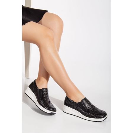 820 Z Siyah Hakiki Deri Comfort Ortopedik Ayakkabı