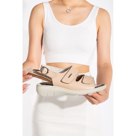 2841 BEJ Halluks Valgus Tabanı Çıkabilen Ortopedik Taban Hakiki Deri Sandalet