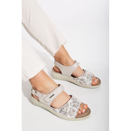 2826 BEJ KOMBİ Halluks Valgus Tabanı Çıkabilen Ortopedik Taban Hakiki Deri Sandalet