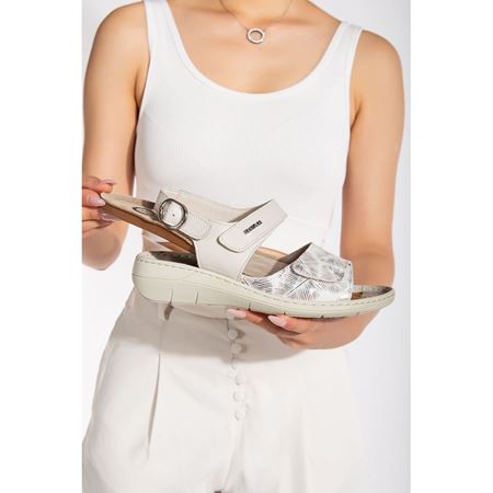 2826 BEJ KOMBİ Halluks Valgus Tabanı Çıkabilen Ortopedik Taban Hakiki Deri Sandalet