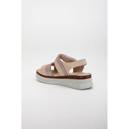 20014 Bej Hakiki Deri Comfort Ortopedik Kadın Ayakkabı