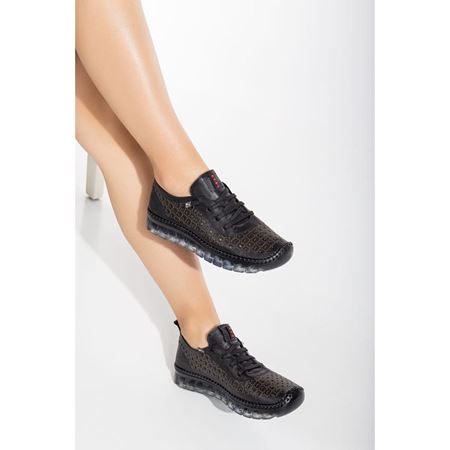 502 Siyah Hakiki Deri Comfort Ortopedik Kadın Ayakkabı