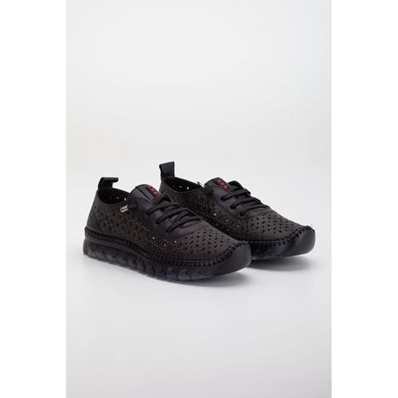 502 Siyah Hakiki Deri Comfort Ortopedik Kadın Ayakkabı