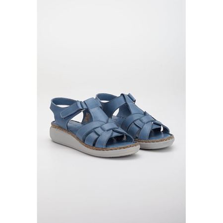 3161 Kot Mavi Hakiki Deri Comfort Ortopedik Kadın Ayakkabı