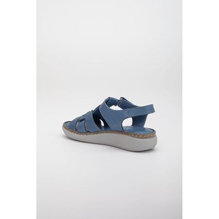 3161 Kot Mavi Hakiki Deri Comfort Ortopedik Kadın Ayakkabı