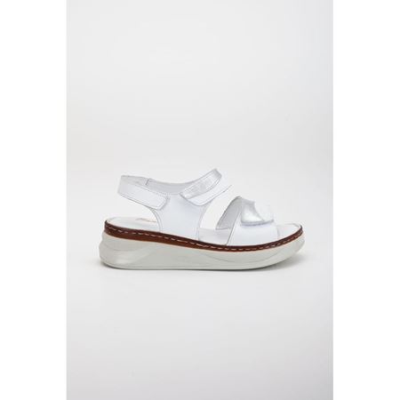 20014 Beyaz Hakiki Deri Comfort Ortopedik Kadın Ayakkabı