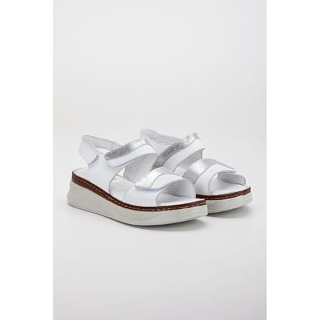 20014 Beyaz Hakiki Deri Comfort Ortopedik Kadın Ayakkabı