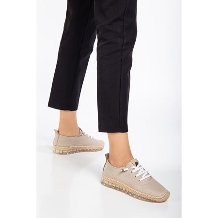 501 BEJ Hakiki Deri Comfort Ortopedik Kadın Ayakkabı