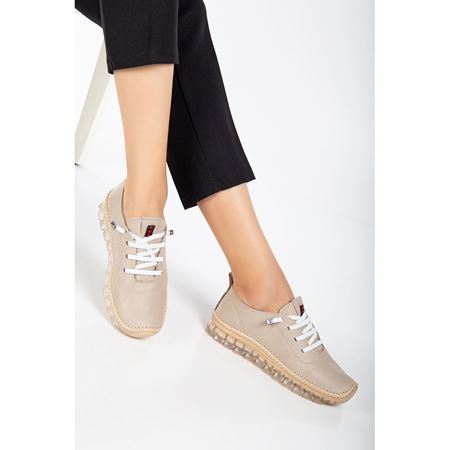 501 BEJ Hakiki Deri Comfort Ortopedik Kadın Ayakkabı