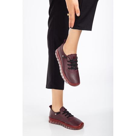 501 BORDO Hakiki Deri Comfort Ortopedik Kadın Ayakkabı